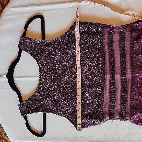 Laurence Kazar Gown 100% Silk Dress size PS plum color beaded VINTAGE - Picture 13 of 17